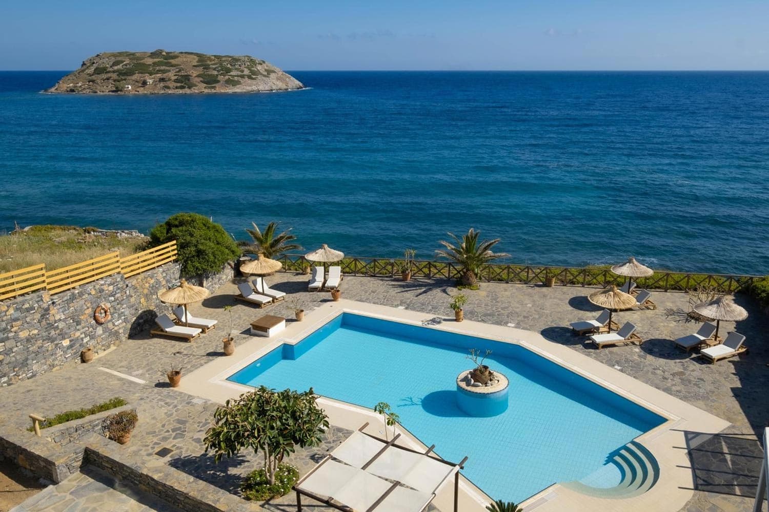 Sweeping views of the Aegean Sea and the island of Mochlos from Mochlos Blue
