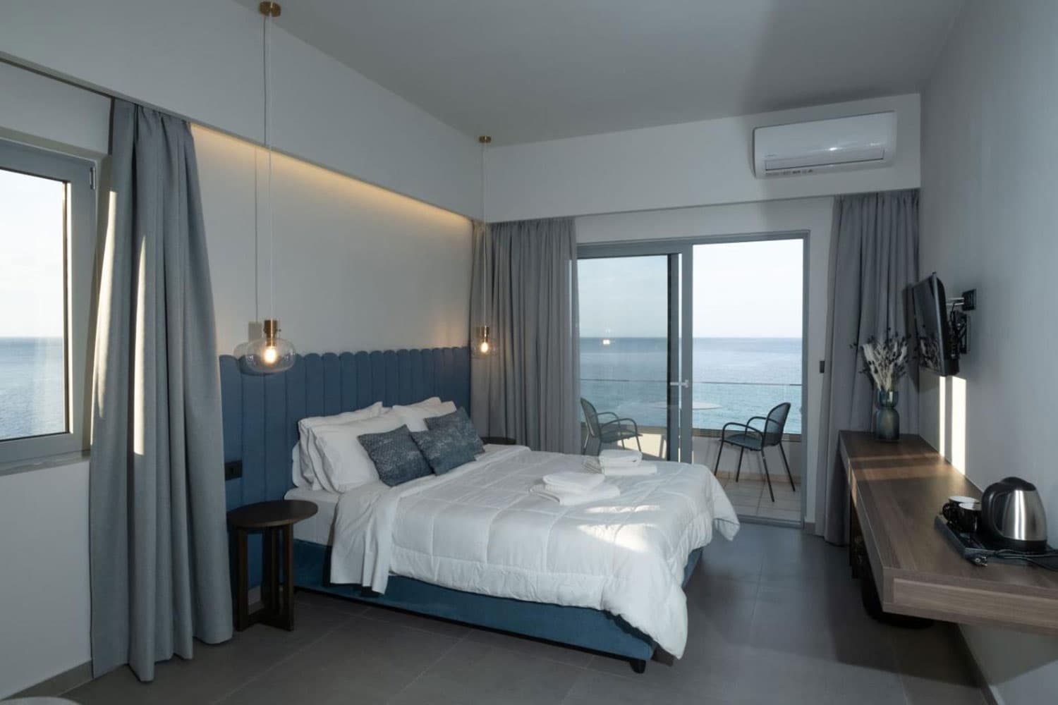 Double room interior at Mochlos Blue, Mochlos, Crete